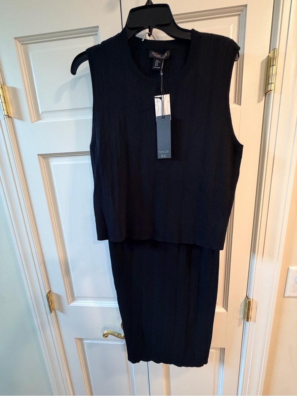 NWT Rachel Zoe Black Ribbed Knit Two-Piece Skirt Set